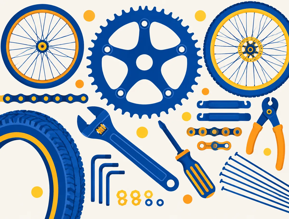 Ferramentas e peças da oficina de bicicletas